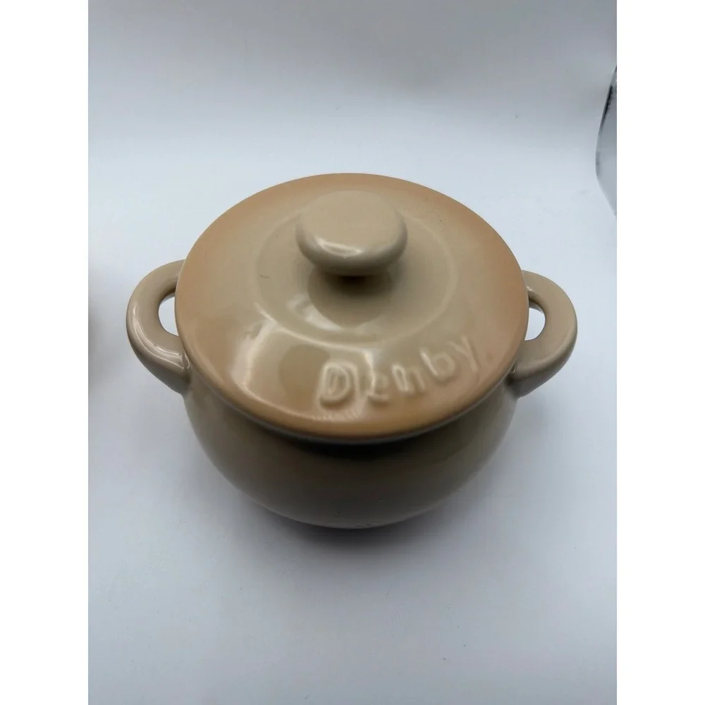 Denby Sand Beige Stoneware Mini Cocottes with Lids Set of 2 Model 0415-959